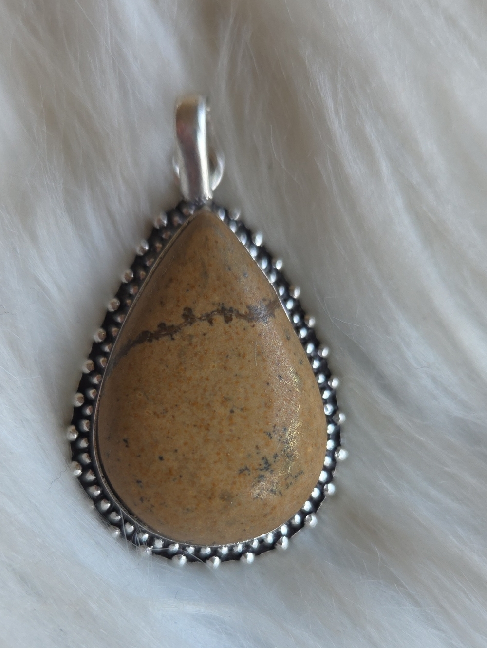 Picture Jasper Silver Plated Gemstone Necklace Pendant